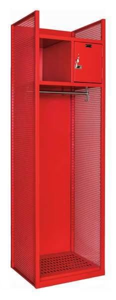 Gear Locker, (1) Tier, (1) Wide, Steel, Red, Powder Coated Finish, 24 3/4 in W, 22 in D, 84 in H, Hallowell, Mfr#: TGBN42(84)-1C-G-RR-HT