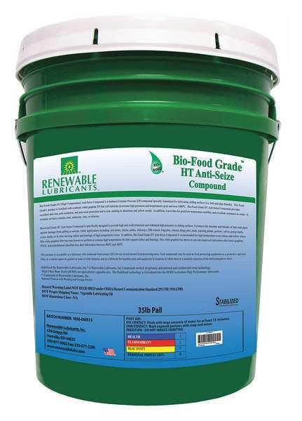 Anti-Seize Compound, 35 lb, Pail, RENEWABLE LUBRICANTS, Mfr# 87564