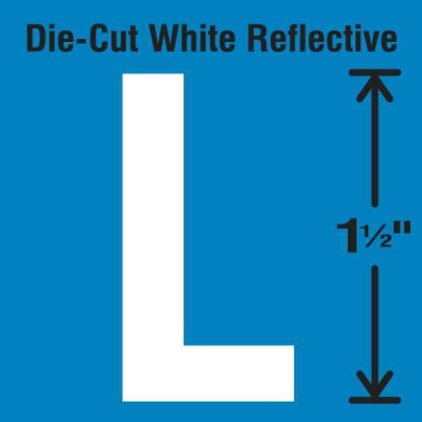 Die-Cut Reflective Letter Label, L, PK5, STRANCO, Mfr# DWR-1.5-L-5