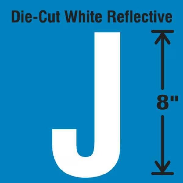 Die-Cut Reflective Letter Label, J, STRANCO, Mfr# DWR-SINGLE-8-J