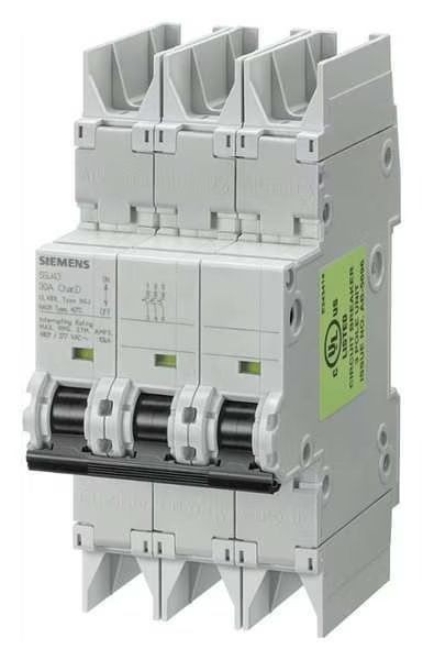 IEC Miniature Circuit Breaker, 5SJ4 Series, 40A, 3 Pole, 277/480V AC, 10kA at 277/480V AC, C Curve, Siemens, Mfr#: 5SJ43407HG42
