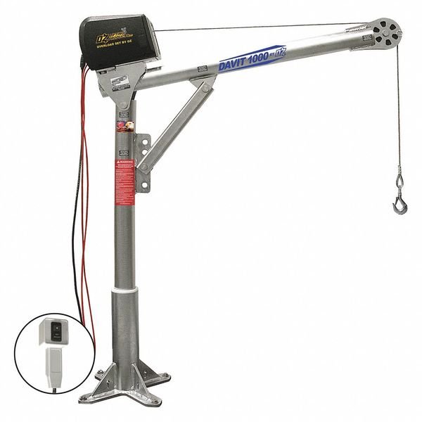 Davit Crane Kit, 1,000 lb Capacity, 27.5 in to 42 in Reach, 0 in to 540 in Lift Range, Silver, Oz Lifting Products, Mfr#: OZ1000DAV-DCW-SP16