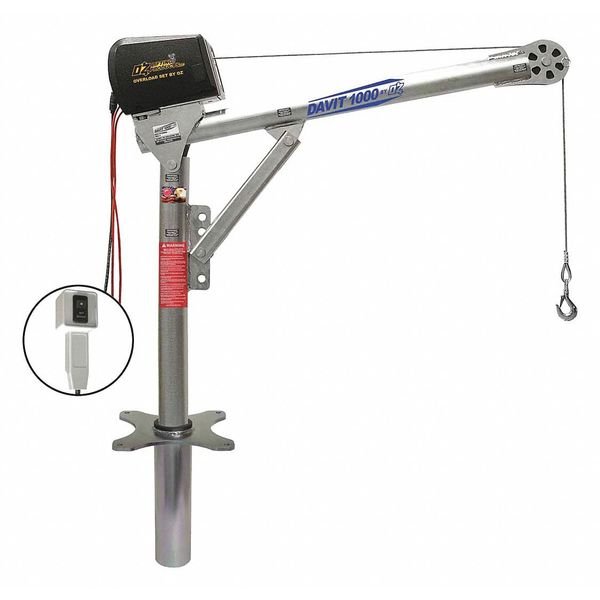 Davit Crane Kit, 1,000 lb Capacity, 27.5 in to 42 in Reach, 0 in to 540 in Lift Range, Silver, Oz Lifting Products, Mfr#: OZ1000DAV-DCW-SP17