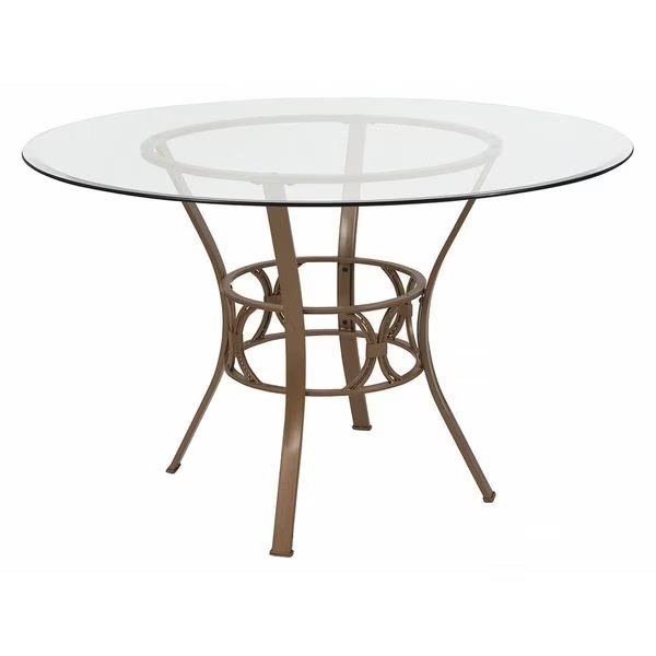 Round Dining Table, Matte Gld Mtl, Rnd Glass, 48