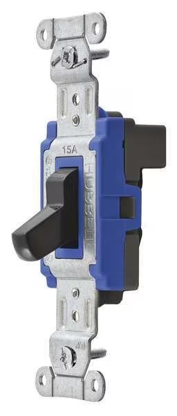 Wall Switch, 1-Pole, 120/277V, 15A, Black, HUBBELL, Mfr# SNAP1201BKNA
