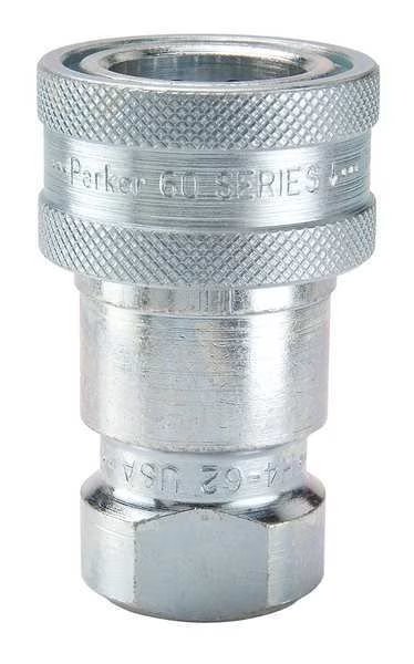 Hydraulic Quick Connect Hose Coupling, Steel Body, Sleeve Lock, 1/4