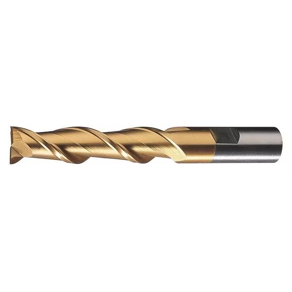 2-Flute HSS High Helix Sqaure Single End MIll Cleveland HGA-2-TN TiN 1/4x3/8x1-1/4x3-1/16, CLEVELAND, Mfr# C33500