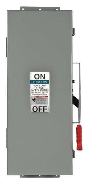 Nonfusible Safety Switch, Heavy Duty, 600V AC, 4PST, 60 A, NEMA 12, SIEMENS, Mfr# HNF462J