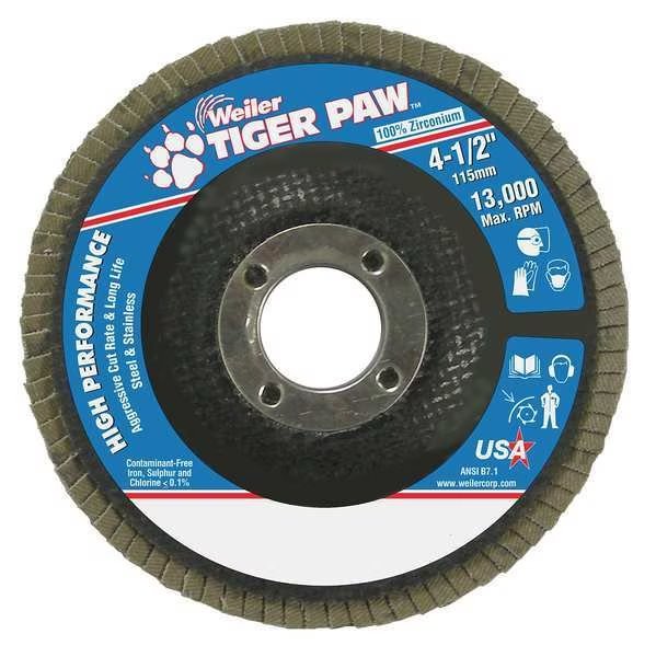 Abrasive Flap Disc, Coarse, 4-1/2 in., WEILER, Mfr# 98832