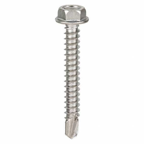 Self-Drilling Screw, #12 x 1 in, Plain 410 Stainless Steel Hex Head Hex Drive, 2000 PK, EnjoyTool select, Mfr# B31860.021.0100