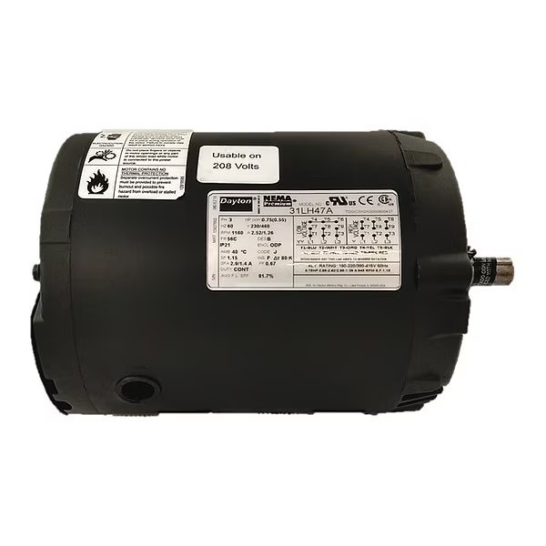 3-Phase General Purpose Motor, 3/4 HP, 56C Frame, 230/460V AC Voltage, 1,150 Nameplate RPM, Dayton, Mfr#: 31LH47