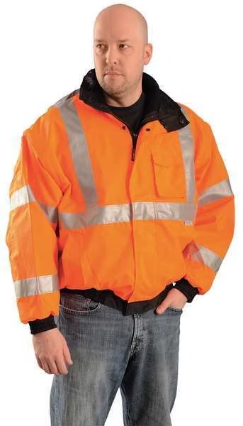 Unisex High-visibility Orange Polyester Hi-Vis Jacket size L, OCCUNOMIX, Mfr# LUX-TJBJ-OL