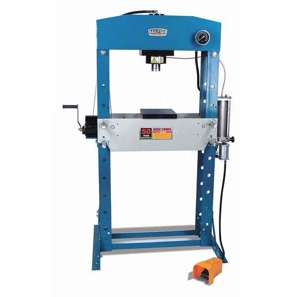 Hydraulic Press, 50 t, Air Pump, 83 In H, Baileigh Industrial, Mfr#: HSP-50A