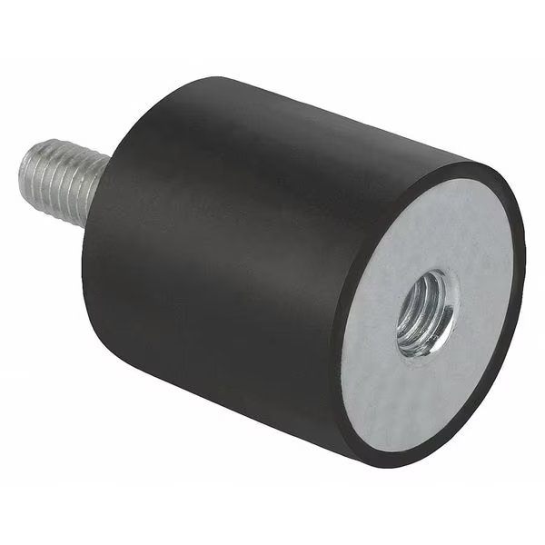 Rubber Buffer, Natural Rubber Shore 55A, 1750 N Max, M10, cylindrical, external and internal threads, KIPP, Mfr# K0568.06004055