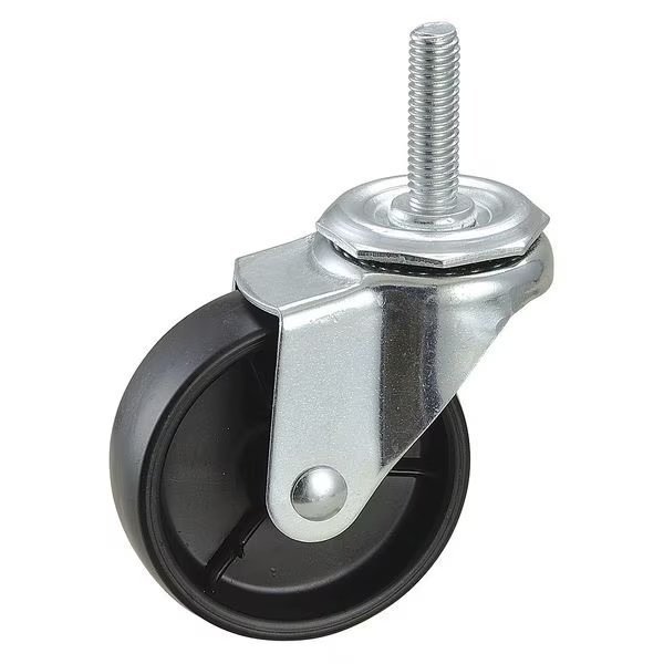 Swivel Stem Caster, Polyolfn, 3 in, 125 lb., Thread Size: 7/16