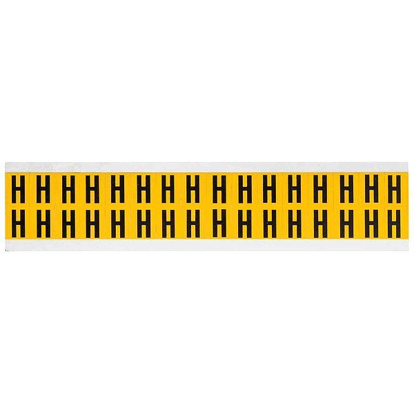 Letter Label, H, 3/4in.Hx9/16in.W, Vinyl, Brady, Mfr#: 1520-H