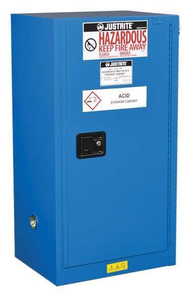 Hazard Material Safety Cabinet, 15 gal., Blue, Justrite, Mfr#: 861528