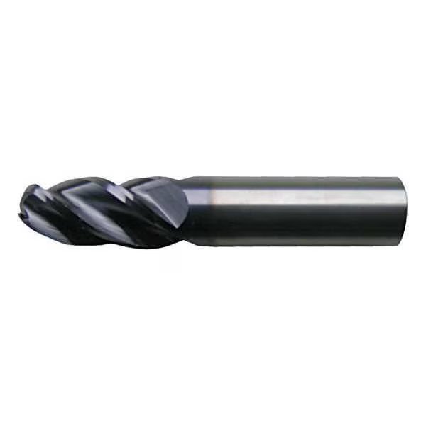 4-Flute Carbide HP VI Ball Nose End Mill CTD CEM-V-4B Bright 5/16x5/16x13/16x2-1/2, Cleveland, Mfr#: C60111