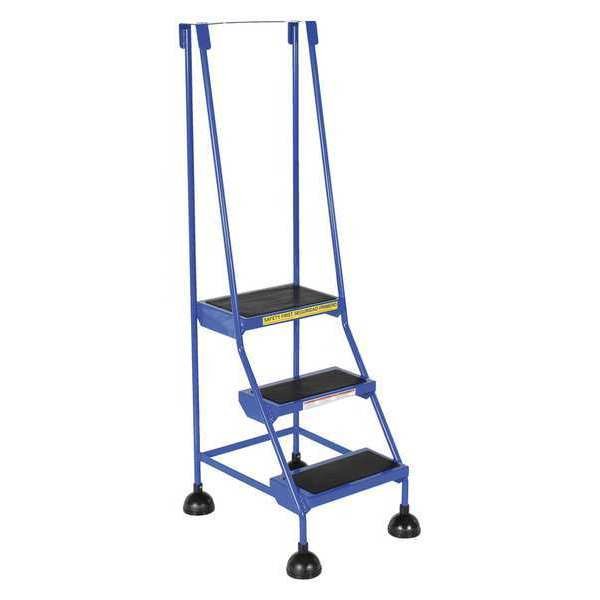 63.4375 H Steel Commercial Spring Loaded Rolling Ladder, 3 Steps ...