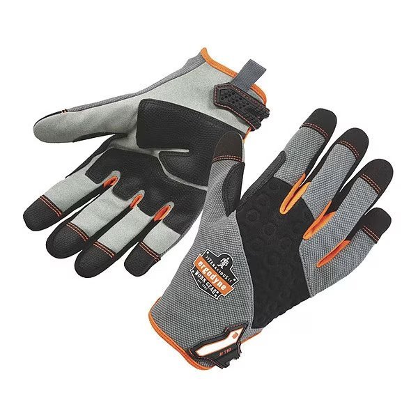 Mechanics Gloves, S, Gray, Padded Palm, Reinforced, PROFLEX BY ERGODYNE, Mfr# 710
