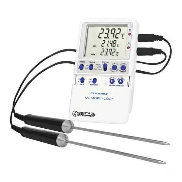 Digital Data Logging Thermometer, Memory-Loc™ with (2) Stainless Steel Probe Style, Traceable, Mfr#: 6446