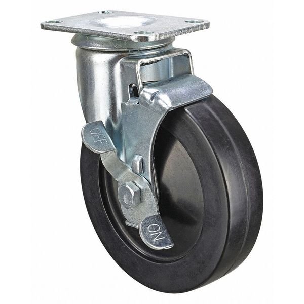Swivel NSF-Listed Plate Caster w/Brake, 240 lb, NSF-Listed Plate Type B, EnjoyTool Select, Mfr#: P12S-R050B-P3-WB