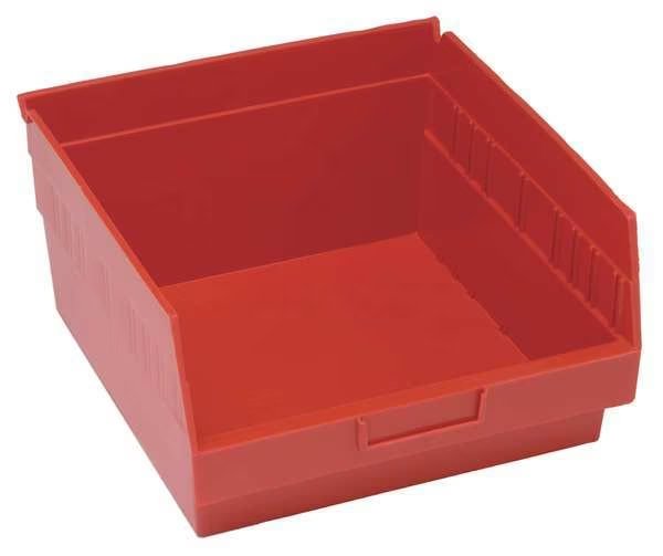 Shelf Storage Bin, Red, Polypropylene, 11 5/8 in L x 11 1/8 in W x 8 in H, 60 lb Load Capacity, QUANTUM STORAGE SYSTEMS, Mfr# QSB809RD