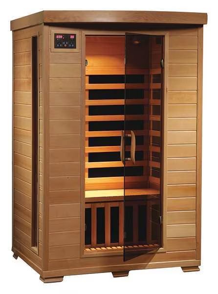 Sauna, Std, 2 ppl, Carbon Heater, Hemlock, Radiant, Mfr#: BSA2409