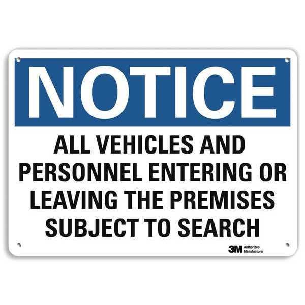 Notice Sign, 10 in H, 14 in W, Aluminum, Horizontal Rectangle, English, U5-1058-NA_14x10, LYLE, Mfr# U5-1058-NA_14x10