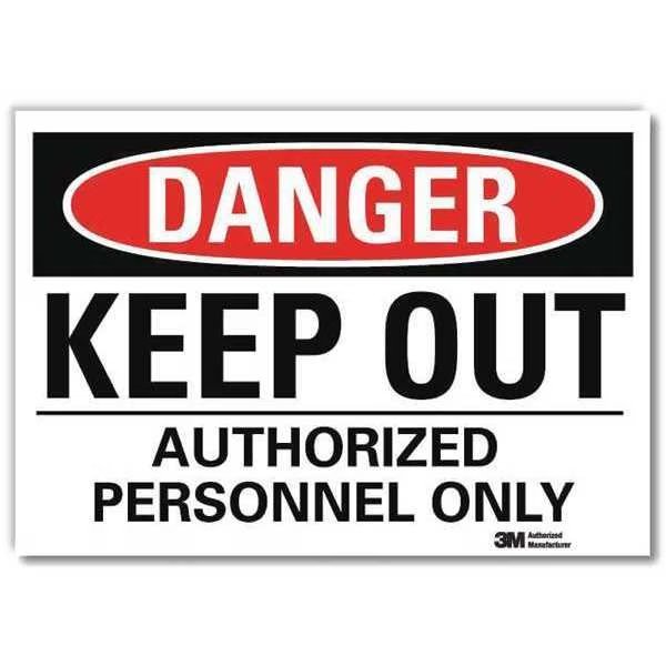 Danger Sign, 5 in H, 7 in W, Reflective Sheeting, Horizontal Rectangle, English, U3-1721-RD_7X5, LYLE, Mfr# U3-1721-RD_7X5