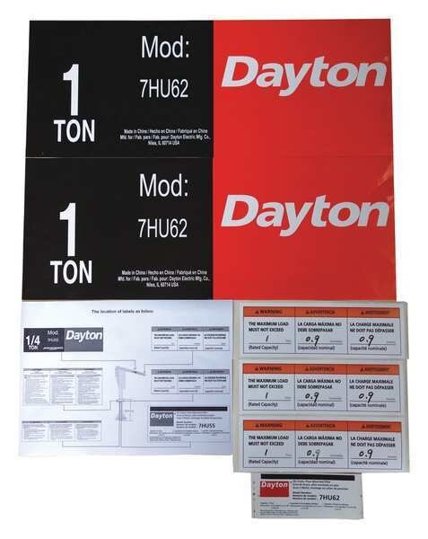 Label Kit, Dayton, Mfr#: MH7HU6201G