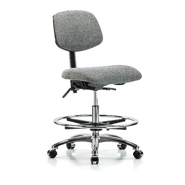 Chair, Fab, Med Bench, Chr CF Casters, Gry, BLUE RIDGE ERGONOMICS, Mfr# BR-FMBCH-CR-T0-A0-CF-CC-F44