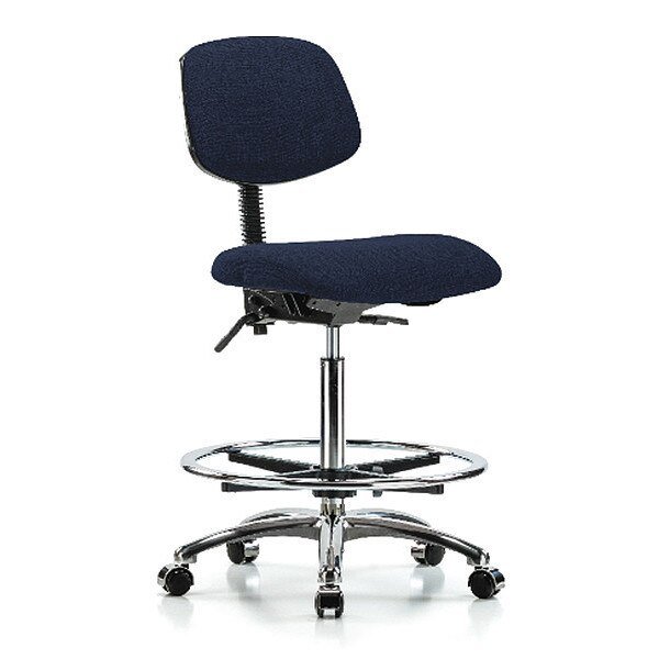 Chair, Fabric, Hi Bench, Chr CF Casters, Nav, BLUE RIDGE ERGONOMICS, Mfr# BR-FHBCH-CR-T0-A0-CF-CC-F45