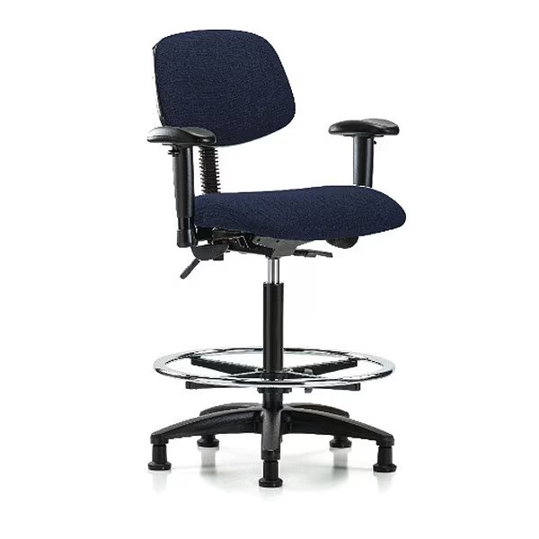 Chair, Fab, Hi Bench, Tilt AA CF Glides, Nav, BLUE RIDGE ERGONOMICS, Mfr# BR-FHBCH-RG-T1-A1-CF-RG-F45