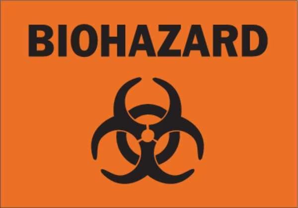 Biohazard Sign, 10 in Height, 14 in Width, Aluminum, English, CONDOR, Mfr# 35FW06