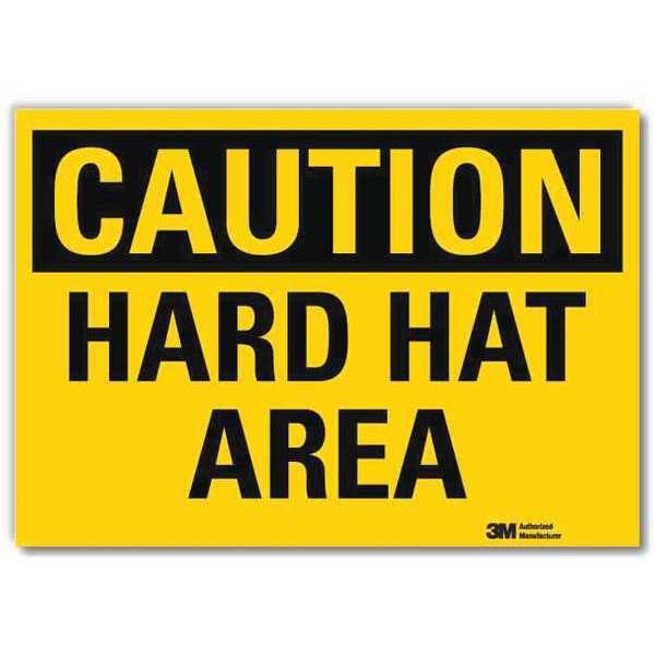 Safety Sign, Hard Hat Area, 10in.W, LYLE, Mfr# U4-1357-RD_10X7