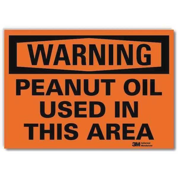 Warning Sign, Peanut Oil Used, Text, 10in H, U6-1193-RD_14X10, LYLE, Mfr# U6-1193-RD_14X10