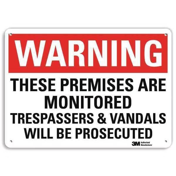 Warning Sign, 10 in H, 14 in W, Plastic, Horizontal Rectangle, English, U6-1233-NP_14X10, LYLE, Mfr# U6-1233-NP_14X10