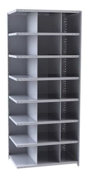 Steel Add-On Pigeonhole Bin Unit, 18 in D x 87 in H x 36 in W, 8 Shelves, Gray, HALLOWELL, Mfr# A5526-18HG