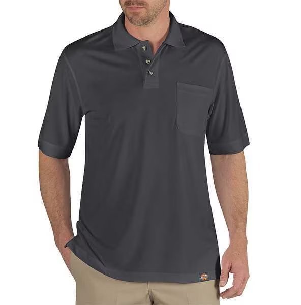 T-Shirt, Mens, M, 10-3/4inSleeve L, Charcoal, DICKIES, Mfr# LS44CH RG M
