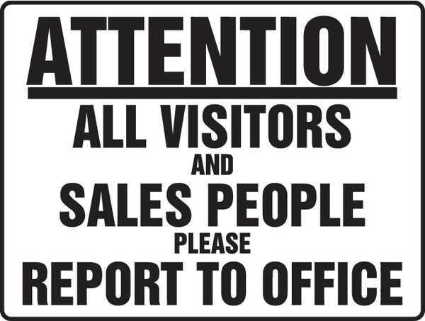 Facility Sign, Visitors To Office, 24X36, ACCUFORM, Mfr# MADM938VP