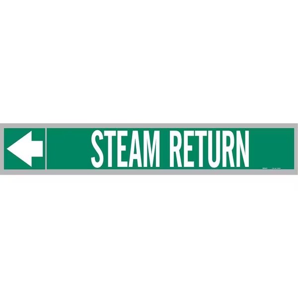 Pipe Marker, Steam Return, Wht Leg., 1in.H, BRADY, Mfr# 109740