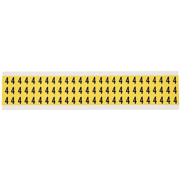 Number Label, 4, Blk On Yllw, 1/2inH, BRADY, Mfr# 3410-4
