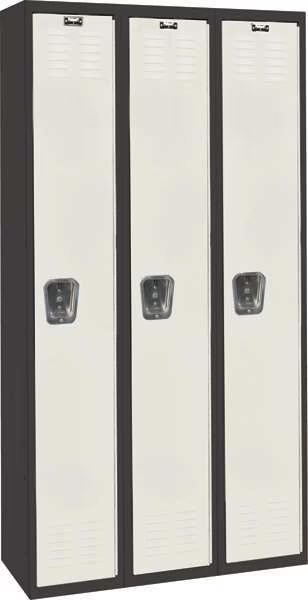 Wardrobe Locker, 36 in W, 18 in D, 72 in H, (1) Tier, (3) Wide, Light Gray/Black, HALLOWELL, Mfr# U3282-1A-MP