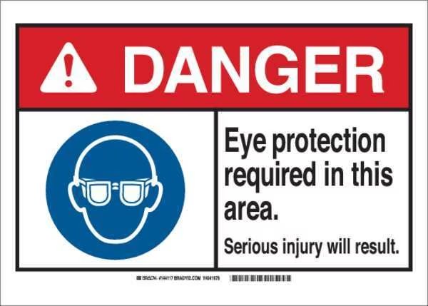 Danger Sign, Eye Protection, B-555, 10