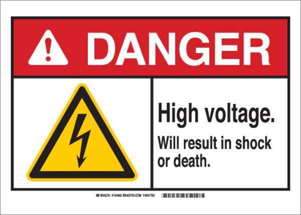 Danger Sign, 10 in Height, 14 in Width, Polyester, Rectangle, English, BRADY, Mfr# 144462