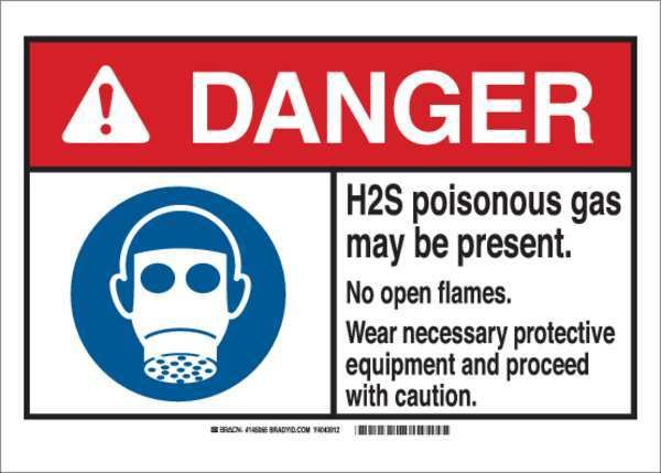Danger Sign, 7 in Height, 10 in Width, Aluminum, Rectangle, English, Brady, Mfr#: 145068