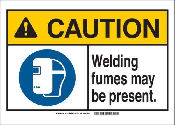 Caution Sign, 7 in H, 10 in W, Rectangle, English, 145287, BRADY, Mfr# 145287