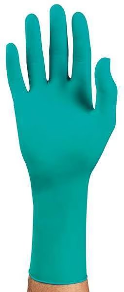 Disposable Nitrile Gloves with Enhanced Chemical Splash Protection, Nitrile, Powder Free, Green, ANSELL, Mfr# 92-605