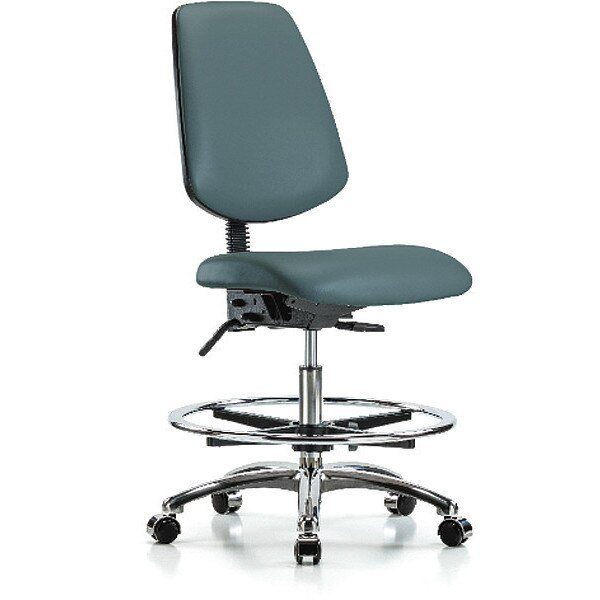 Bench Chair, Vinyl, Med, Bk, CF, Cast, Blu, Caster Type: Rolling, BLUE RIDGE ERGONOMICS, Mfr# BR-VMBCH-MB-CR-T1-A0-CF-CC-8546